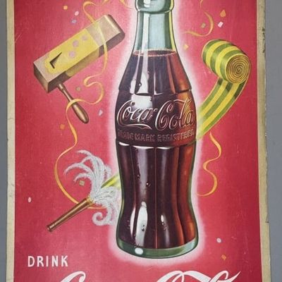 Pause Refresh Drink Coca Cola '49 Cardboard Poster