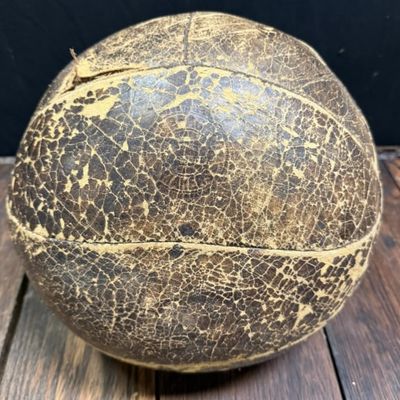 Antique1900s-20s 12" Reach Leather Medicine Ball