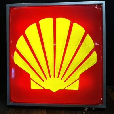 Vintage Shell Gas Station Plastic Lighted 4' Sign