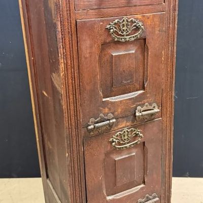 Antique Early Oak Barber Shop Sterilizer Cabinet