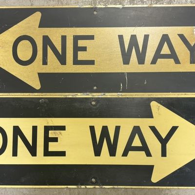 Pair ONE WAY SST Painted Metal Arrow Street Sign