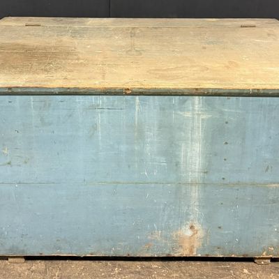 Antique Robins Egg Blue Paint Primitive Grain Bin
