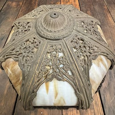 Edward Miller Co Antique Stained Glass Lamp Shade