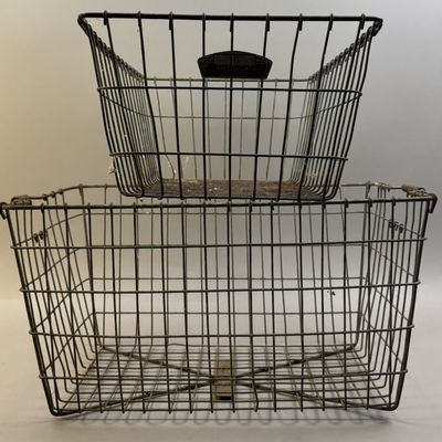 Antique American Pair General Store Wire Baskets