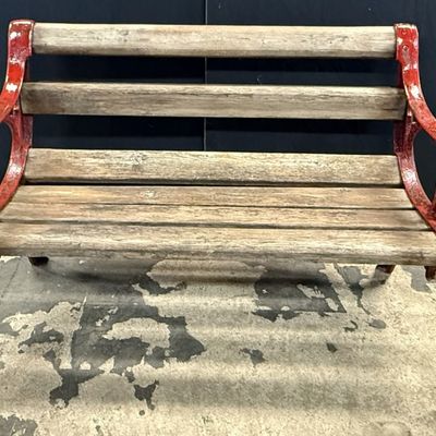 Antique Cast Iron Early 1900s Wooden Outdoor Bench