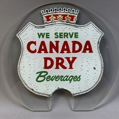 We Server Canada Dry Beverages Glass Sign