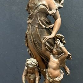 Art Nouveau Spelter French Female Cherub Lamp