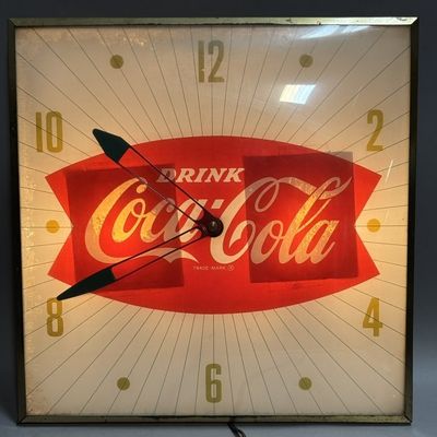 Original Coca Cola Pam Lighted Fishtail Clock