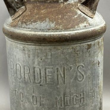 Borden's Co Michigan Embossed Milk Jug Can w Lid