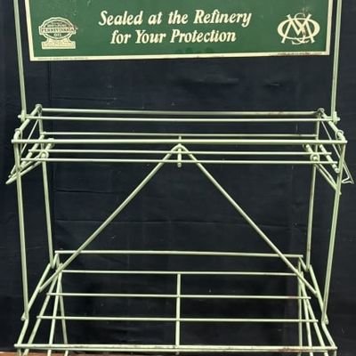NOS 1932 Quaker State Motor Oils Rack w/ Orig Box