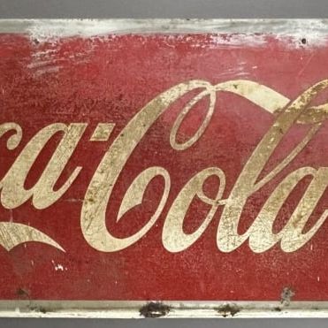 Coca Cola 1950s 54x18 SST Tin Painted Arrow Sign