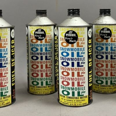 Lot 6 PYROIL 1 Quart Snowmobile Cone Top Oil Can
