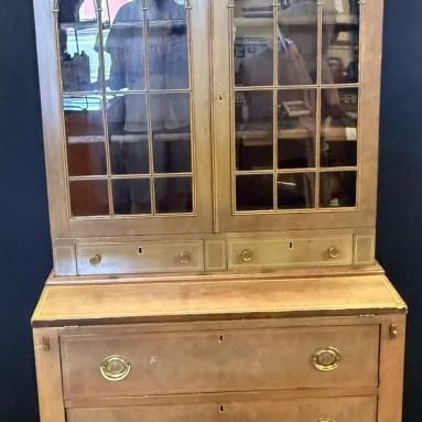 Antique Federal Stepback Flip Top Desk Cabinet