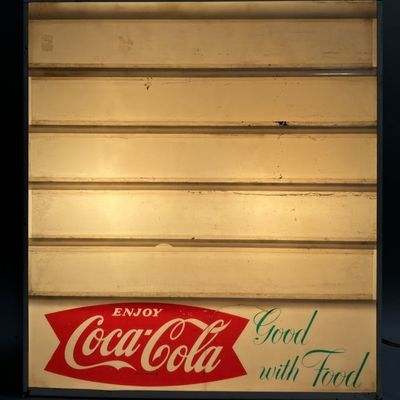Coca Cola Fishtail Good w/ Food Lighted Bar Sign