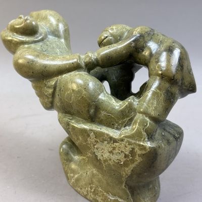 Inuit Soapstone Indigenous Adult & Child Carving