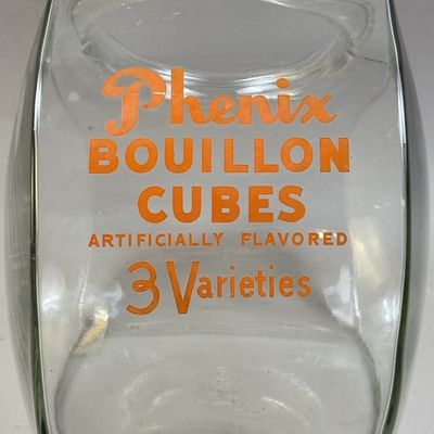 Antique Phenix Bouillon Cubes Glass Display Jar