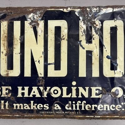 SOUND HORN 1920s Havoline Oil Embossed Gas Sign