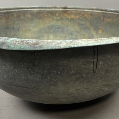 Antique 22" Solid Copper 19th Century Bowl