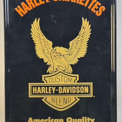 Harley Davidson Cigarettes SST Embossed Sign NOS