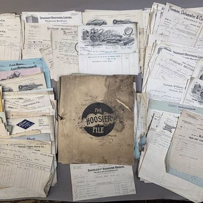 1900s Ledger Hoosier File Full Hundreds Receipts