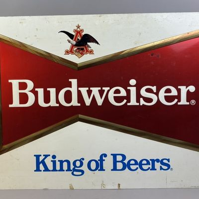 Budweiser King Beers SST Tin Embossed Bowtie Sign