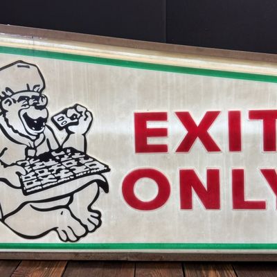 EXIT ONLY Plastic 2 Sided Lighted Bear Pizza Sign
