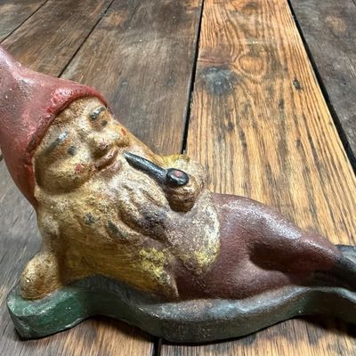 Antique Solid Cast Iron Gnome Doorstop