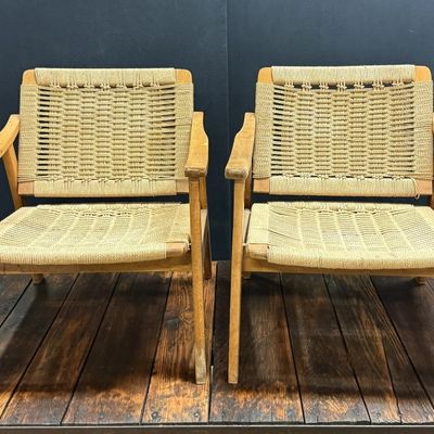 Pair Hand Woven Rope MCM Original Chairs