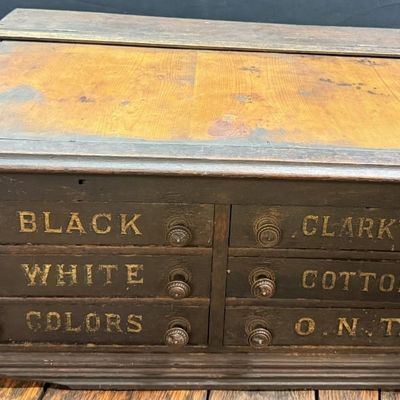 Antique Multi Drawer Clark?s ONT Spool Cabinet