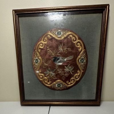 Sale Photo Thumbnail #122: Framed Chinese Embroidered Silk Rank Badge /