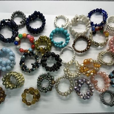 Vintage Beaded Memory Wire & Stretch Bracelets