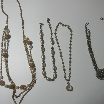 Vintage Faux Pearl & Bead Necklaces Lot (4)