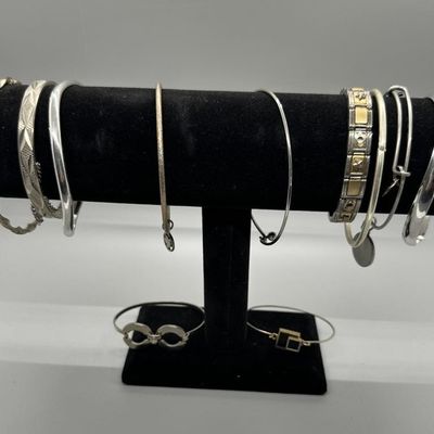 Assorted Silver-Tone & Two-Tone Bangle Bracelets