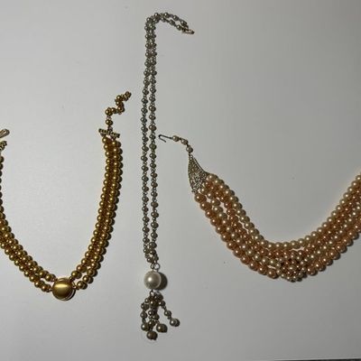 Vintage Faux Pearl Necklaces Lot (3)