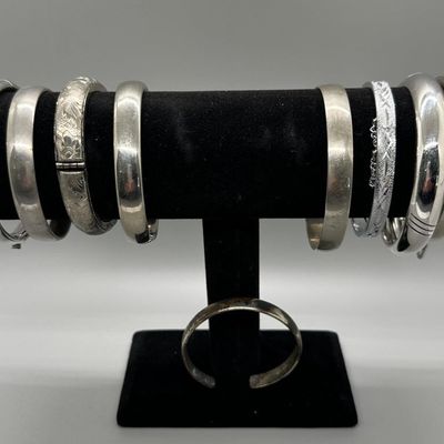 Vintage Silver-Tone Bangle & Cuff Bracelets