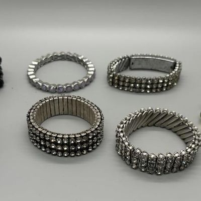 Vintage Rhinestone & Beaded Expansion Bracelets