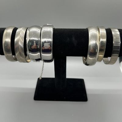 Vintage & Modern Silver-Tone Bangle Bracelets