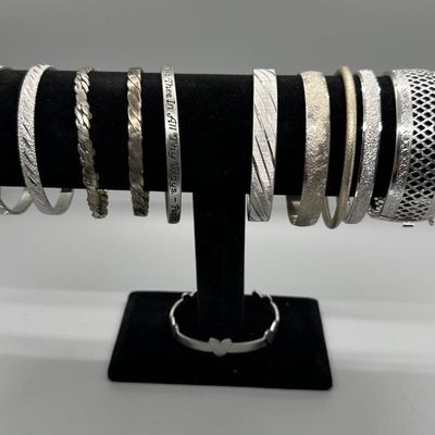 Vintage Silver-Tone Bangle & Cuff Bracelets