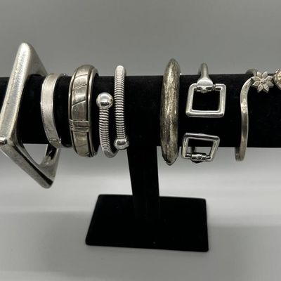 Silver-Tone Modernist Cuff & Bangle Bracelets