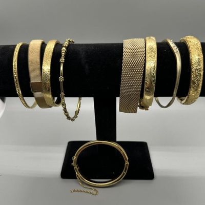 Vintage Gold-Tone Bangle & Cuff Bracelets