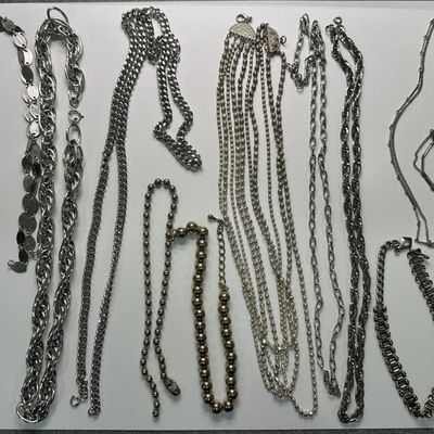 Vintage Silver-Tone Chain & Bead Necklaces
