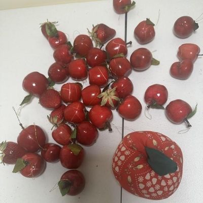 Sale Photo Thumbnail #138: Vintage Faux Red Apple & Strawberry Christmas