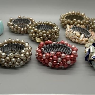 Vintage Metal Expansion Bead & Shell Bracelets