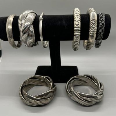 Vintage Silver-Tone Bangle & Cuff Bracelets