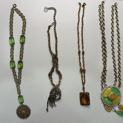 Vintage Mid-Century Rhinestone, Glass & Enamel
