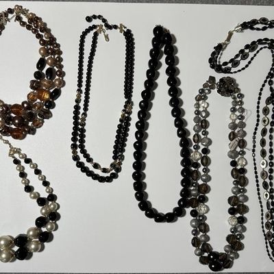 Vintage Black, Brown & Smokey Grey Beaded