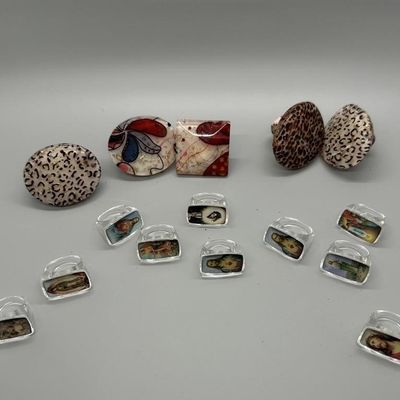 Religious Saint Icon & Animal Print Acrylic Ring