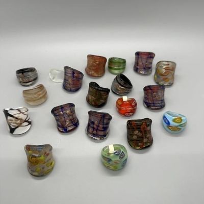 Murano Style Venetian Art Glass Ring Collection