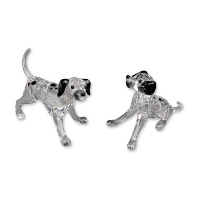 Two Swarovski Crystal Dalmatian Puppy Figurines
