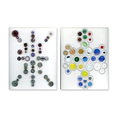 2 CARDS OF ASSORTED WEST GERMAN  GLASS BUTTONS